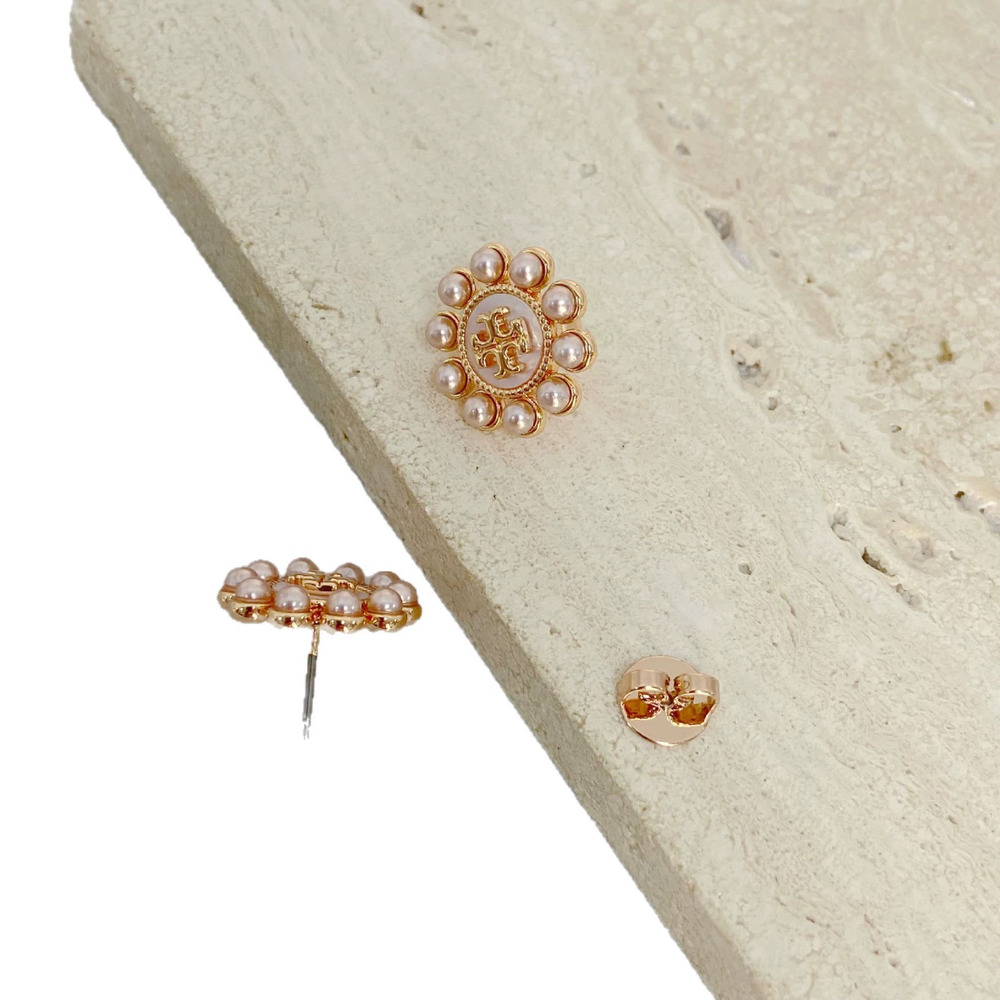 Tory Burch Pearl Inlaid Sun Shape Earrings - Picture 5 of 6